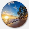 thumbnail image 2 of Designart - Paradise Tropical Island Beach Sunrise' Seashore Metal Circle Wall Art, 2 of 4
