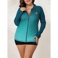 thumbnail image 5 of Charmo Womens Plus Size Long Sleeve Rash Guard Top Zipper Sufing Swim Shirt, 5 of 5