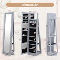 thumbnail image 3 of Costway 360° Rotatable Jewelry Cabinet Armoire 2-in-1 Lockable Mirrored Gray, 3 of 9