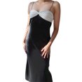 thumbnail image 3 of Wangsaura Robe Longue pour Femmes, Robe Sans Manches à Bretelles Spaghetti avec Nœud Contrasté, 3 of 6