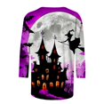thumbnail image 5 of FcBaudy Hauts pour Femmes, Chemisiers et Chemises à Manches Longues à Col Rond, Chemises pour Femmes Mode Décontractée d'Halloween Imprimée Col Rond T-Shirt à Manches 3/4 pour Femmes Hauts en polyester, 5 of 5