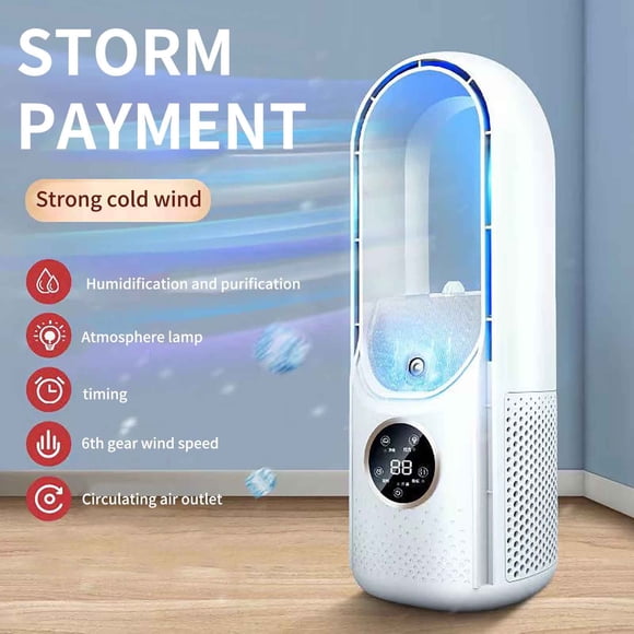 Evaporative Air Cooler Fan,Portable Air Conditioners On Clearance,USB Leafless Fan Household Dormitory Office Desktop Humidification Electric Fan USB Multifunctional Timing Conditioning Fan
