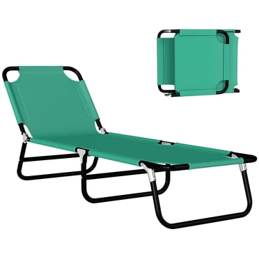 Outsunny Chaise Longue Pliante, Chaise de Bronzage 5 Positions, Vert Foncé