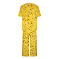 thumbnail image 4 of Mikilon Pyjama Décontracté pour Femmes, Ensemble de Sommeil, Mode, Imprimé, Manches Courtes, Pantalon Capri, 2 Pcs, Col Rond, Tenue de Détente Décontractée avec Poches, Ensemble 2 Pcs, Jaune-A TP, 4 of 8
