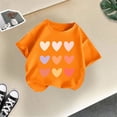 thumbnail image 2 of GDREDA Vêtements Fille Enfants Filles Mignon Imprimé Graphique Col Rond Manches Courtes Tee Été Décontracté T-Shirt Sortie Hauts Orange, 3-4 Ans, 2 of 4