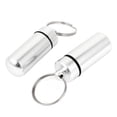 thumbnail image 1 of Unique Bargains 2pcs Chrome Waterproof Aluminum Pill Bottle Cache Holder Container Keychain, 1 of 7