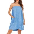 thumbnail image 2 of Kaemgyyd Women's Wrap Bath Robe Fleece Quick Drying Tube Robes Lightweight Adjustable Short Bathrobe with Pocket, 2 of 7