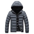 thumbnail image 1 of hoksml Men's Down Fill Winter Jacket Detachable Hooded Zip Up Coat with Zippered Pockets for Cold Weather, 1 of 5