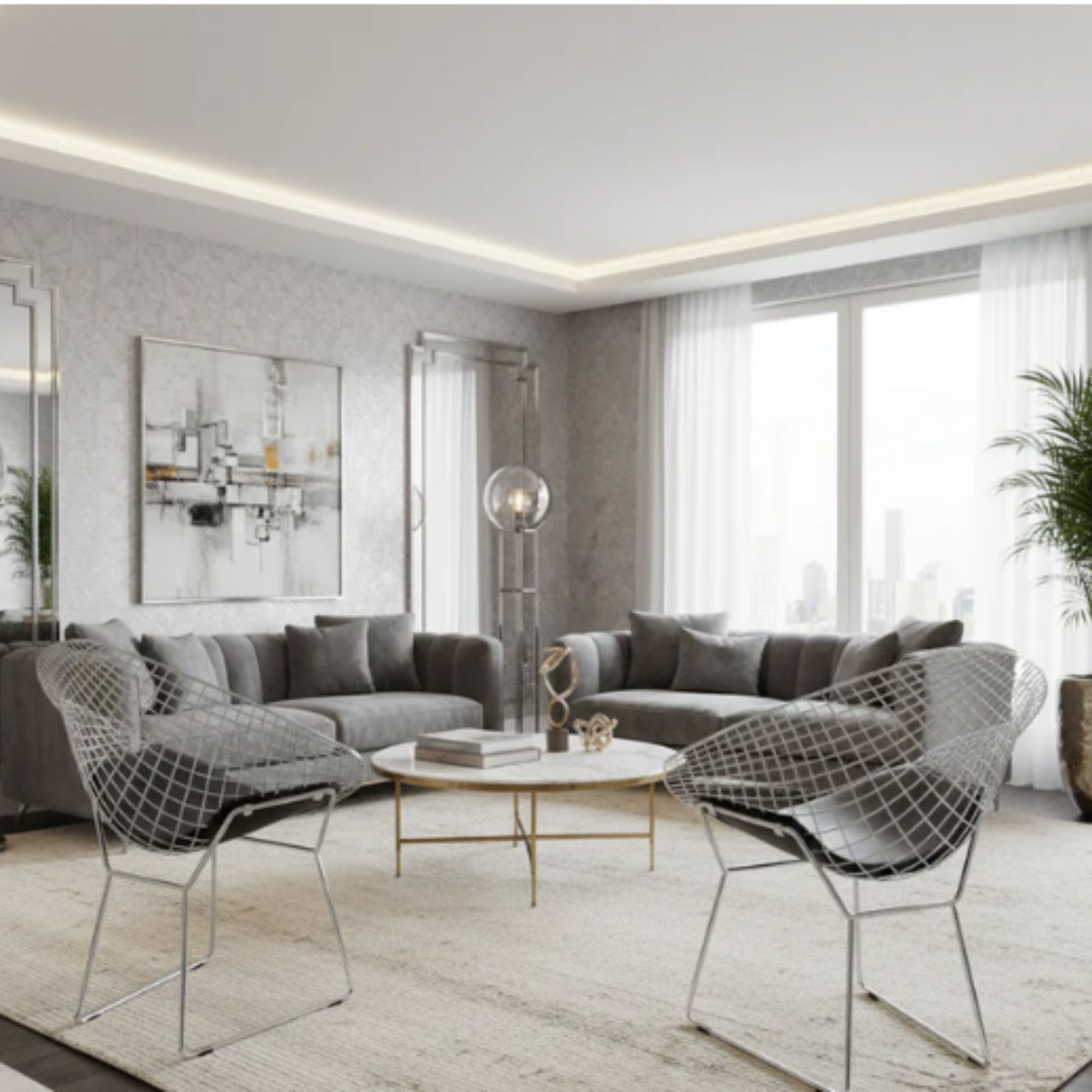 Plata Import Chrome/Black Diamond Chaise Bertoia