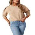thumbnail image 1 of Solid Color Loose Fit Crew Neck Long Sleeve Sweatshirt for Women, 1 of 9