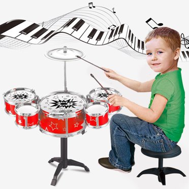 Meitianfacai Mini Jazz Drum Set for Kids Age 1-5, Children's Musical Instrument Drum Set Kids Early Education Percussion Instrument Toys Birthday Gifts For Beginner Boys Girls