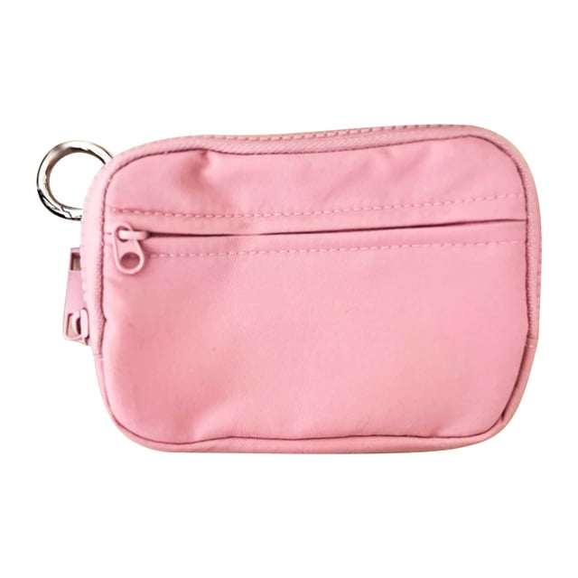 Women's Nylon Keychain Wallet - Multi Pocket Zipper Pouch for Coins, Cards & Keys D