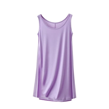 Timegard Robes de Nuit pour Femmes Col Rond Sans Manches Vêtements de Nuit Confortables Doux Couleur Unie Robe de Nuit Décontractée