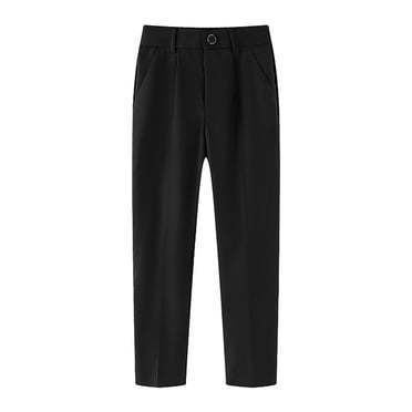 PMVFHDE Pantalon Garçon Pantalon Habillé à devant Plat pour Garçons Taille Ajustable Tenues d'École Pantalon Vêtements Garçon Bleu Ciel,170