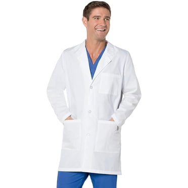 Landau ScrubZone Unisexe 32 Pouces Manteau de Laboratoire Blanc avec 3 Poches, XXX-Grand