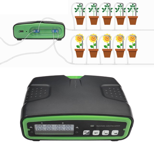 Automatic Double Pump Watering System for 20 Potted Plants Irrigation Kit with 30-Day Programmable Water