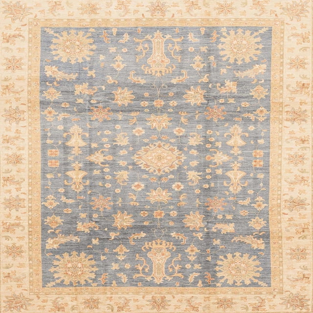 Ahgly Company Indoor Square Abstract Light French Beige Brown Oriental Area Rugs, 6' Square