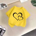 thumbnail image 5 of T-shirt Graphique Mignon pour Fille, Col Rond, Manches Courtes, Été, Décontracté, Hauts, T-Shirts et Chemises pour Filles, Jaune, 120/7 A-8 A, 5 of 5