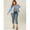 thumbnail image 3 of GRACE & GRANDEUR Women's Plus Size Washed Button Front Frayed Denim Jacket Light Blue 4X, 3 of 6