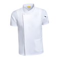 thumbnail image 3 of lionlar Chef Coat Jacket Short Sleeve Cafe Restaurant Apparel Pub Unisex Uniform White L, 3 of 8