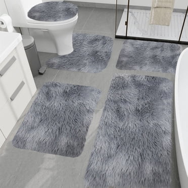LSLJS Mixed Colors Bath Mats 5 Set Bathroom Rugs for 5PCS Toilet Mats Universal Soft Comfortable Water Absorption Non-Slip Thick Machine Washable Easy Dry Dark Color Home Accessories