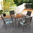 thumbnail image 4 of Costway 5 PCS Patio Dining Set with Wood-Plastic Tabletop & Umbrella Hole for Backyard, 4 of 10