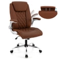 thumbnail image 1 of Costway Chaise de Bureau en Cuir PU à Hauteur Réglable Chaise de Direction avec Appuie-Tête Réglable Brun, 1 of 9