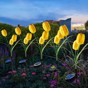 Solar Tulips Garden Lights - Waterproof Outdoor Solar Stake Lights for Yard Lawns Patio, Decorative Pathways Lighting, Yellow, JKODE