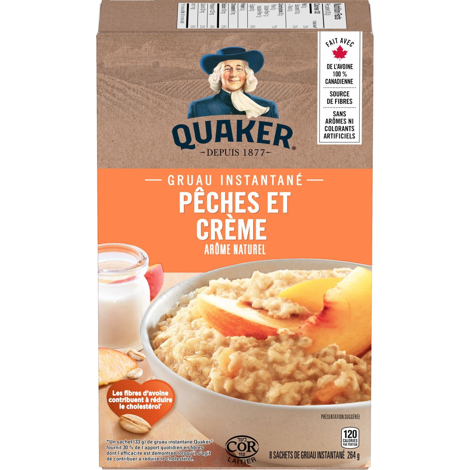Quaker Gruau instantané Saveur Pêches et crème