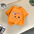 thumbnail image 5 of GDREDA Vêtements Fille Enfant Filles Mignon Mode Imprimé Col Rond Manches Courtes Tee Été Décontracté Ample Doux T-Shirt Hauts T-Shirt à Manches Courtes pour Fille Orange, 2-4 Ans, 5 of 5