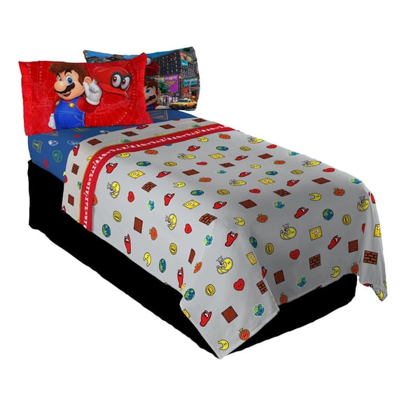 Super Mario "Caps Off" Twin Sheet Set
