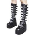 thumbnail image 2 of Babysbule Bottes pour Femmes Hiver Mode pour Femmes Boucle Métallique Plateforme Haute Plateforme Cuir, 2 of 5