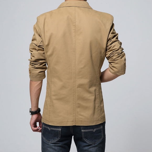 cllios Men's Sport Coats & Blazers Slim Fit 2-Button Single Breasted Blazer Jacket Cotton Lightweight Sport Coat Casual Business Suit Jacket Khaki L