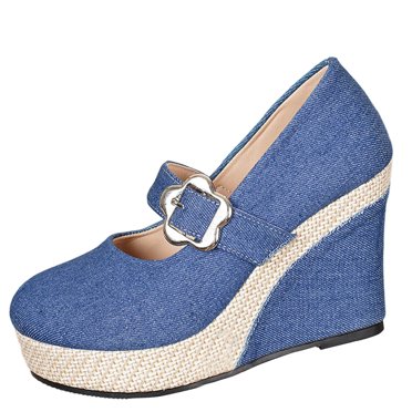 Sandales Compensées Tauxra pour Femmes avec Bride à Boucle Ajustable, Talons Confortables pour Tenues Quotidiennes, Chaussures de Marche Décontractées avec Semelle Intérieure Rembourrée et Semelle Extérieure en Caoutchouc