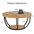 thumbnail image 2 of Fnova Coffee Table with 2 - Tier Storage, 32" Round Wood Coffee Table with Metal Legs, Modern Rustic Style Center Table for Living Room, Warm Brown and Black, 2 of 10