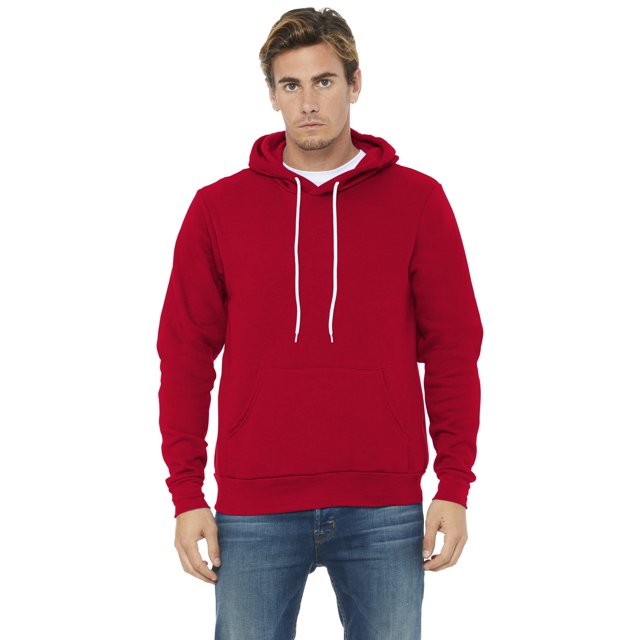 Bella Canvas 3719 Unisex Poly-Cotton Fleece Pullover Hoodie, XS, Red