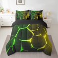 thumbnail image 2 of Erosebridal Abstract Ombre Bedding Full Size, Futuristic Striped Bed in a Bag Full size, Geometry Honeycomb Decor, Reversible, 2 of 5