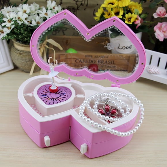 FcBaudy Jewelry Boxes for Women, Jewelry Boxes & Organizers Double Heart Dancing Girl Music Box Music Clockwork Jewelry Box Jewelry storage