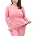 thumbnail image 1 of LUXUR Women Solid Color Thermal Underwear Warm Base Layer Long Johns Set Pink 5XL, 1 of 5