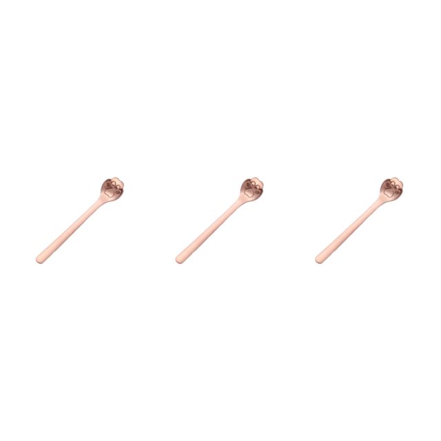 Ruiboury Exquisite Stainless Steel Mixing Spoon For Tea Essential For Tea Lovers Essential For Tea Drinking Stainless Steel Spoon cat paw rose gold 1 3Set