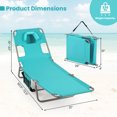 thumbnail image 3 of Gymax 2PCS Tanning ChairFolding Beach Lounge Chair w/5-Position Adjustable Backrest Mint Green, 3 of 10