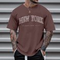 thumbnail image 2 of BOBOGOJP T-Shirts pour Homme Extensible à Manches Courtes Col Ras du Cou T-Shirt (Brun,m), 2 of 4