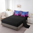 thumbnail image 3 of Erosebridal Ensembles de Literie Geometry Format Simple pour Ados, Ensembles de Couette Violet Bleu avec Draps, Déco Galaxie Bling, Réversible 7 Pcs, 3 of 5