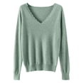 thumbnail image 4 of EGNMCR Chandail à Col Rond Mode Femme Décontracté Col Semi-Montant Couleur Unie Ample Base Tricoté Chandail Femme Blouse Polyester, 4 of 4