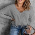 thumbnail image 2 of Women‘s Fashion Color Block Pullover Long Sleeve Hollow-out Distressed Tassels Sweater, 2 of 5