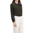 thumbnail image 4 of INSPIRE CHIC Women's Sweet Ruffle Peter Pan Collar Button up Work Shirts M Army Green, 4 of 8