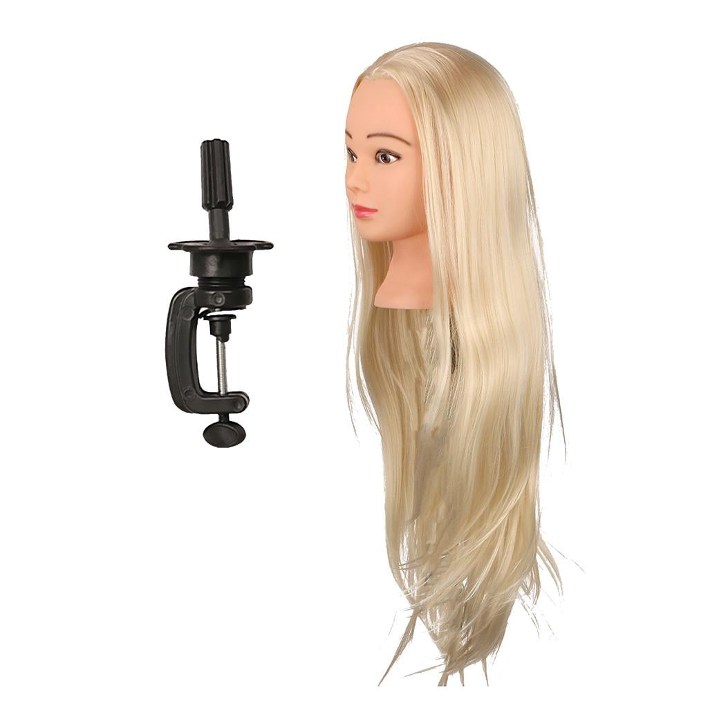 MERIGLARE Human Hair Practice Training Model Hairdressing Mannequin Head Model w/ Holder​. 26in Blonde