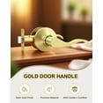 thumbnail image 2 of Poignées de Porte Style Vague en Laiton Brossé Doré Poignées de Porte de Passage Poignées de Porte Intérieures Ensemble de Levier Non Verrouillable [pour Portes de Couloir Ou de Garde-Robe] Réversible pour Portes Côté Droit/gauche, 2 of 8