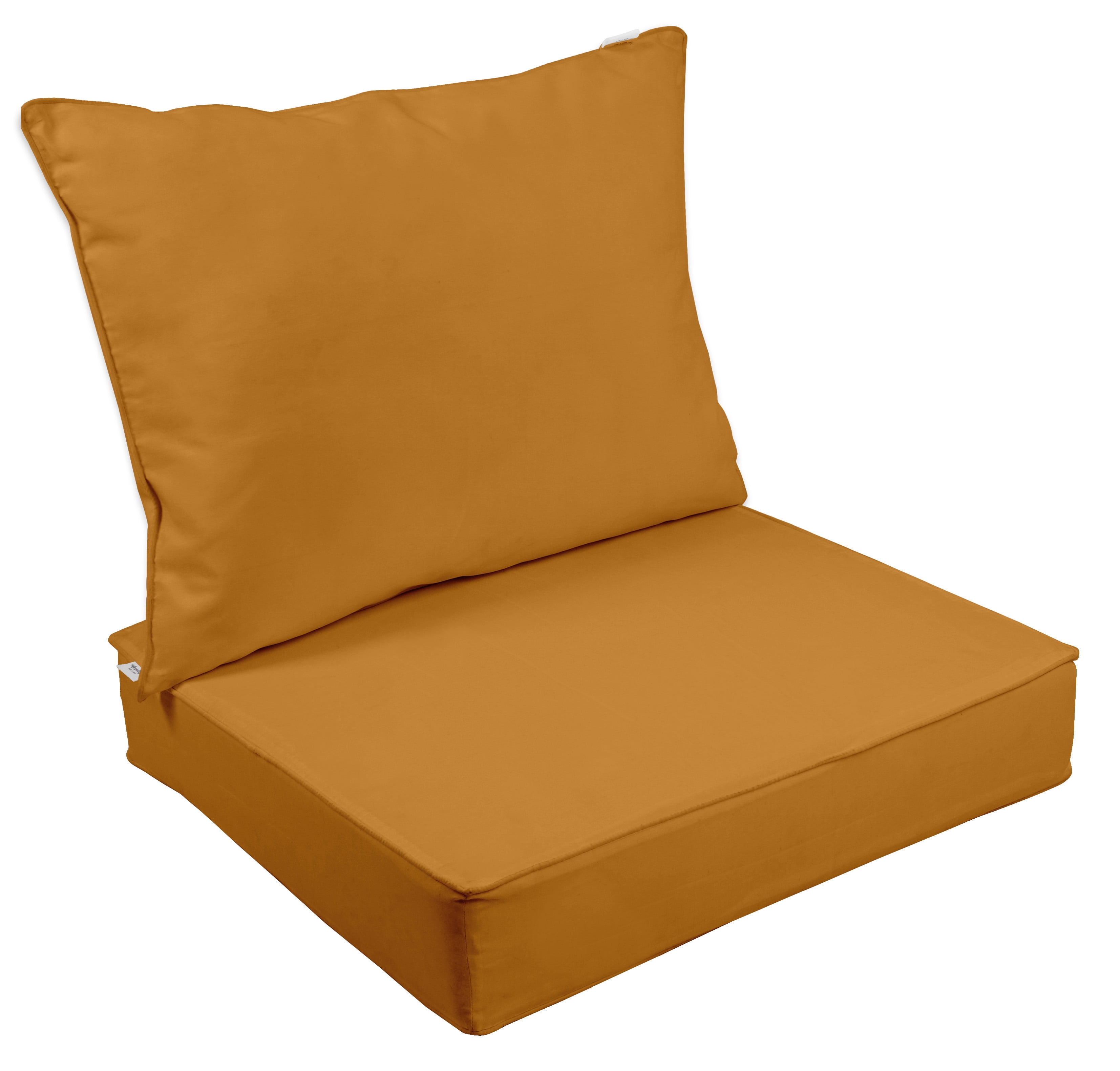 Vargottam Outdoor Deep Seat Patio Cushions Set 2pcs Seat Set All Weather Replacement Cushion Patio Seat And Back Cushion Set 25"x25"x5" Inches-Mustard Yellow