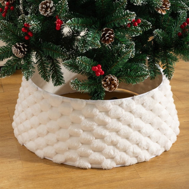 Christmas Plush Tree Collar for Tree Base - Decorative Apron for Gift Storage, Surrounding Feeling Decoration for Home and Event Venues